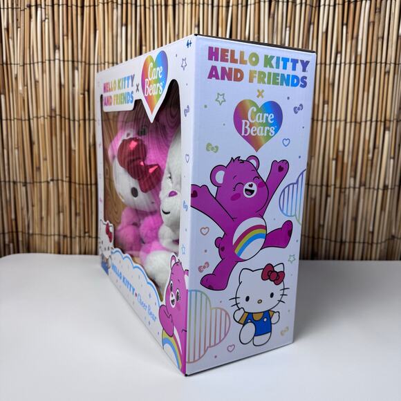 Care Bears Hello Kitty Loves Cheer Bear 10" Collectible Plush 2-Pack - Picture 2 of 7